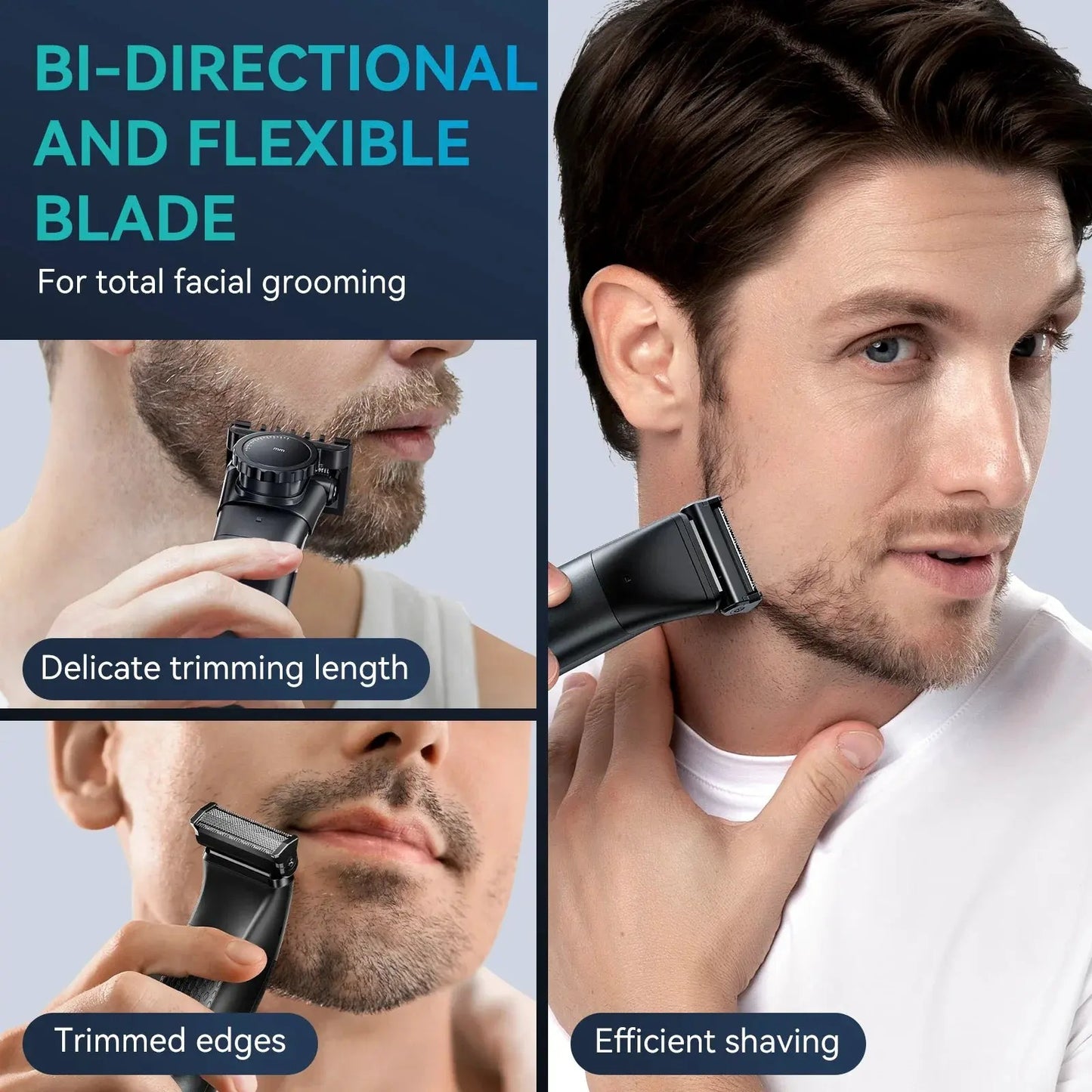 KENSEN 2-in-1 Dual-Sided Electric Trimmer Shaver Beard Body Razor Black
